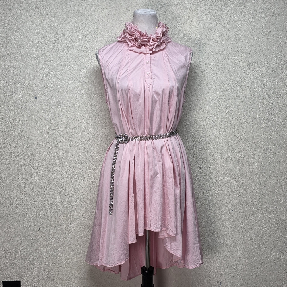 STYLE Pink Trapeze High Low, Ruffled Turtle Neck, Sleeveless, Size Medium - Picture 10 of 10